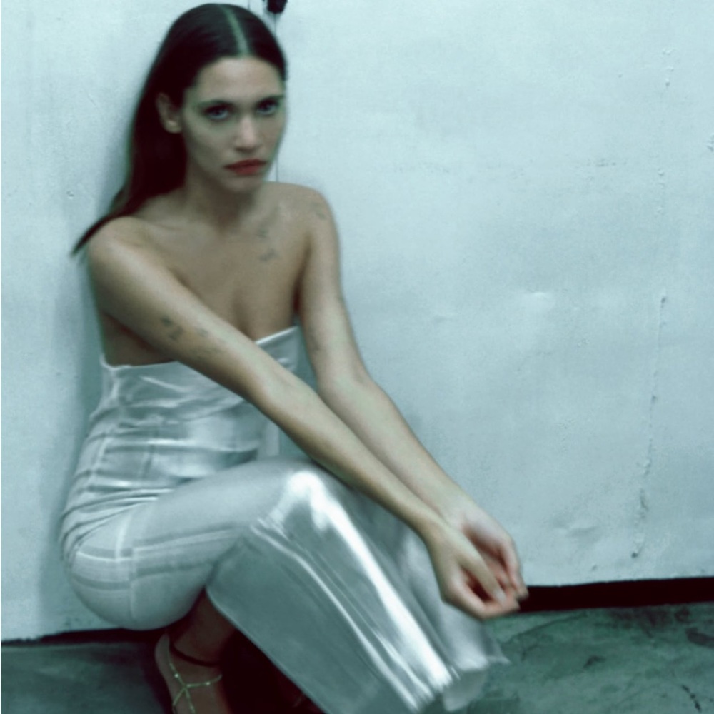 NEW ZARA SILVER METALLIC DRESS MEDIUM